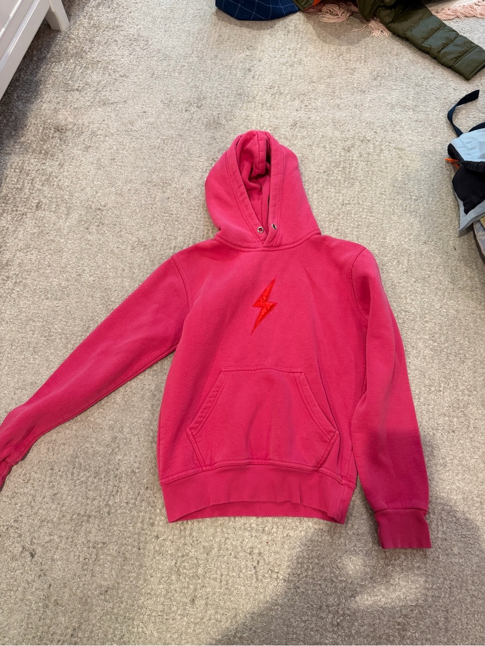 Kids Pink Lightning Bolt Hoodie Sweatshirt